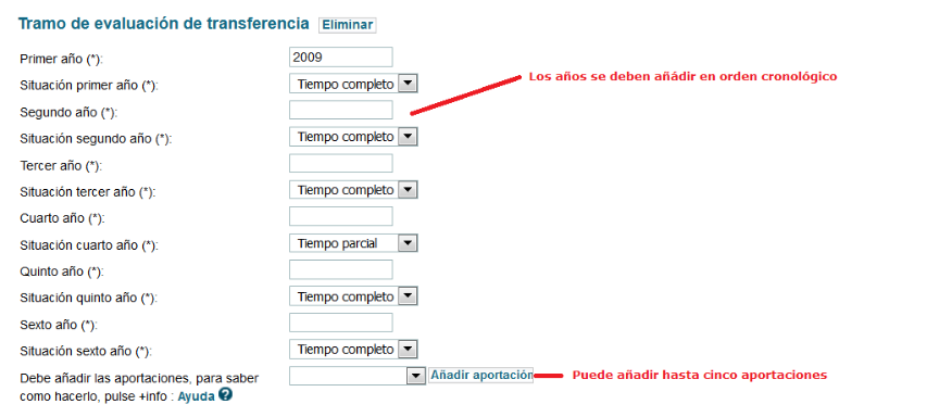Tramo transferencia -años