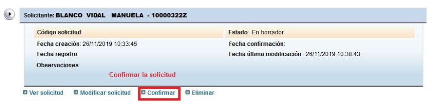 Pasos a seguir -confirmación de la solicitud-