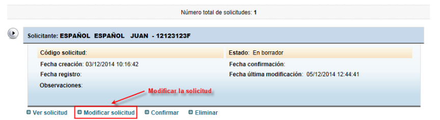 Pasos a seguir -modificación de la solicitud-