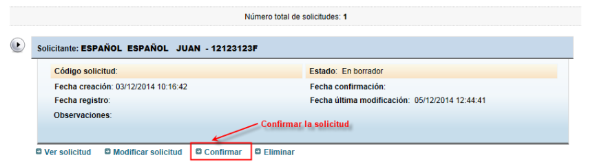 Pasos a seguir -confirmación de la solicitud-