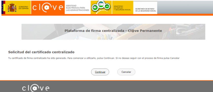 Solicitud de certificado centralizado