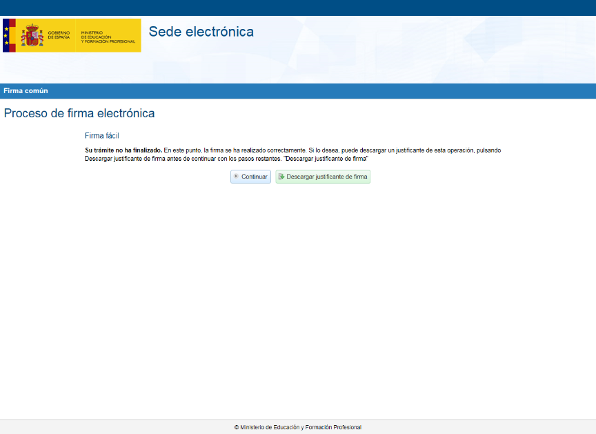 Descarga del justificante